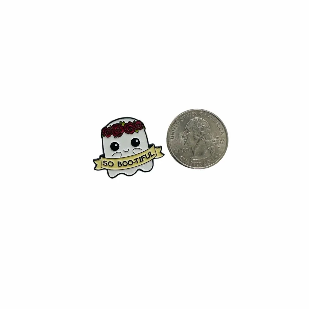 ☀️Enamel Pin host Bootiful Beautiful So Cute Needle Minder Broch White Flowers - Picture 4 of 6